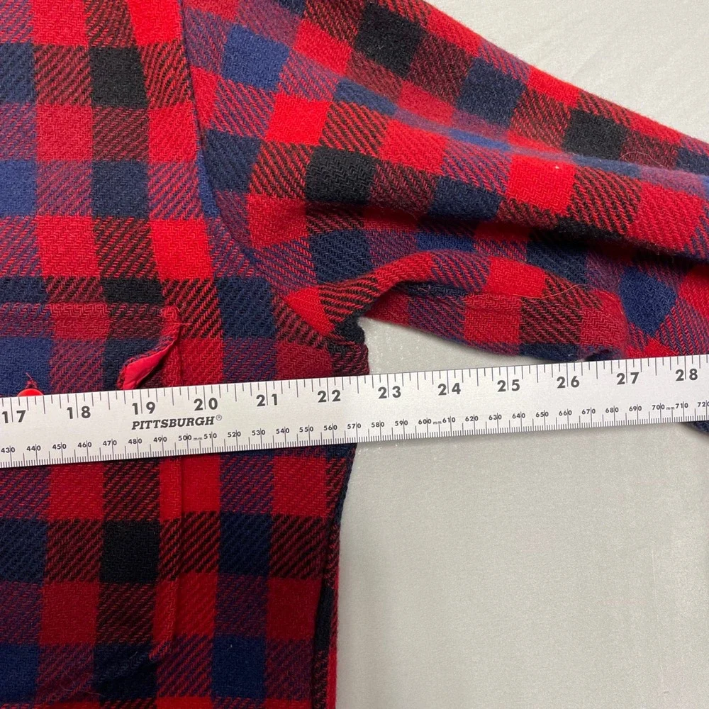 Vtg 70s Pendleton Wool Shirt L‎ Red Navy Buffalo Plaid Lumberjack Trail USA